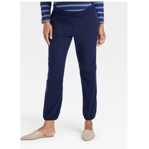 The Nines x Hatch Woven Cotton Blend Pull-On Tapered Ankle Pant Navy Medium